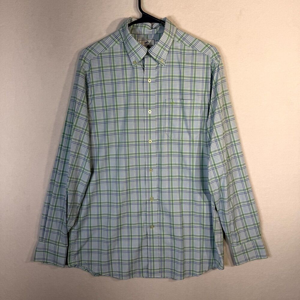 Southern Tide Intercostal Men's Blue and Green Button Up Shirt Size M